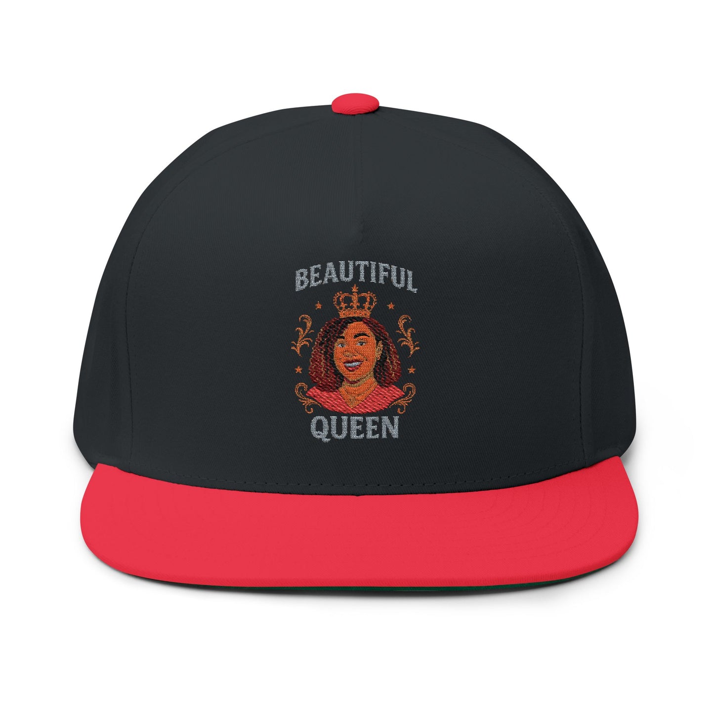 Beautiful Queen Flat Bill Cap - Embroidered Snapback Hat for Women, Perfect Gift for Birthdays, Crowned Fashion Statement, Hip Hop Headwear