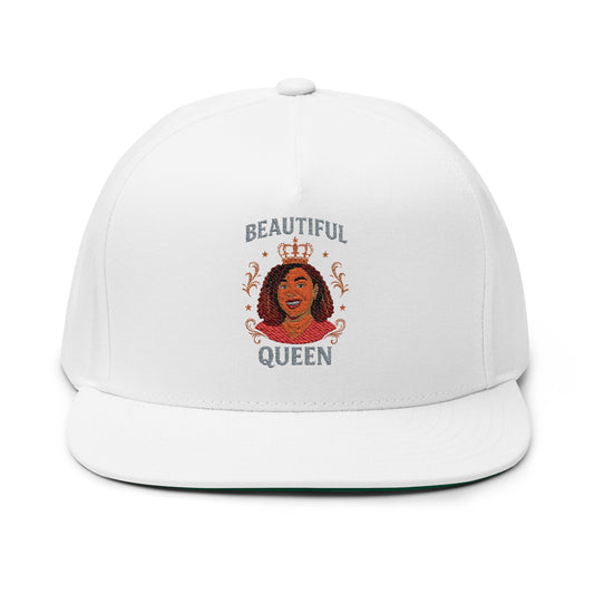 Beautiful Queen Flat Bill Cap - Embroidered Snapback Hat for Women, Perfect Gift for Birthdays, Crowned Fashion Statement, Hip Hop Headwear